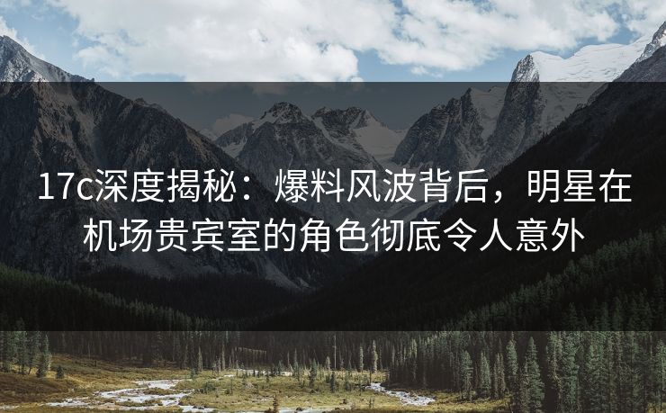 17c深度揭秘：爆料风波背后，明星在机场贵宾室的角色彻底令人意外