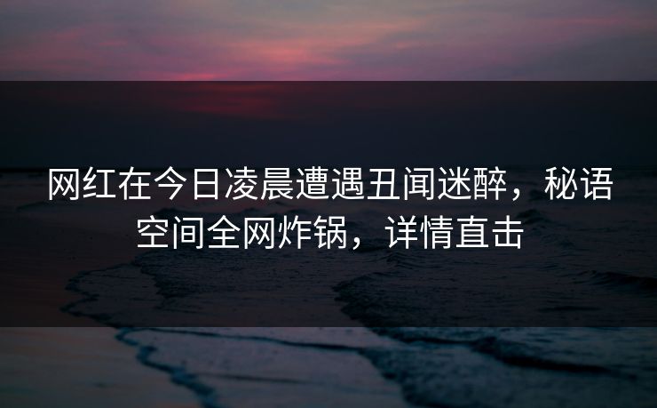 网红在今日凌晨遭遇丑闻迷醉，秘语空间全网炸锅，详情直击