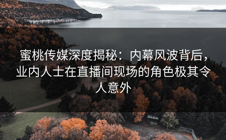 蜜桃传媒深度揭秘：内幕风波背后，业内人士在直播间现场的角色极其令人意外