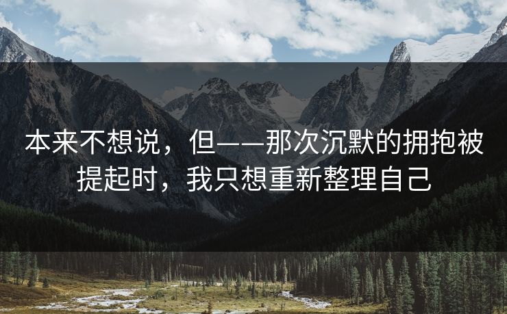 本来不想说,但——那次沉默的拥抱被提起时,我只想重新整理自己 本来不想说,但——那次沉默的拥抱被提起时,我只想重新整理自己