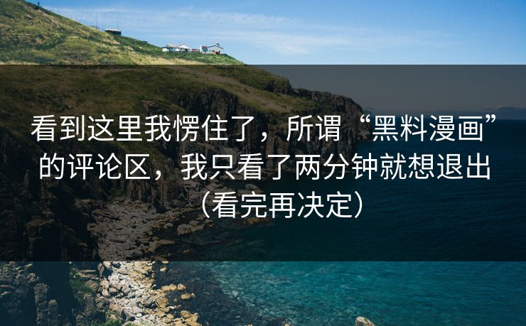 看到这里我愣住了，所谓“黑料漫画”的评论区，我只看了两分钟就想退出（看完再决定）
