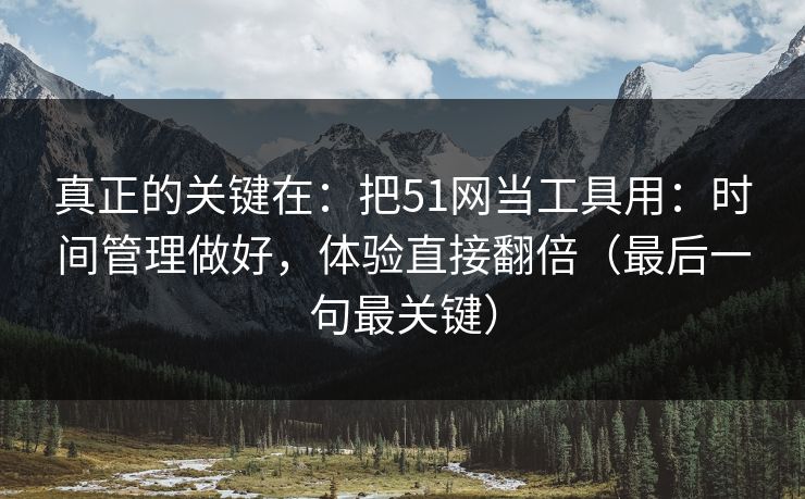 真正的关键在:把51网当工具用:时间管理做好,体验直接翻倍(最后一句最关键) 真正的关键在:把51网当工具用:时间管理做好,体验直接翻倍(最后一句最关键)